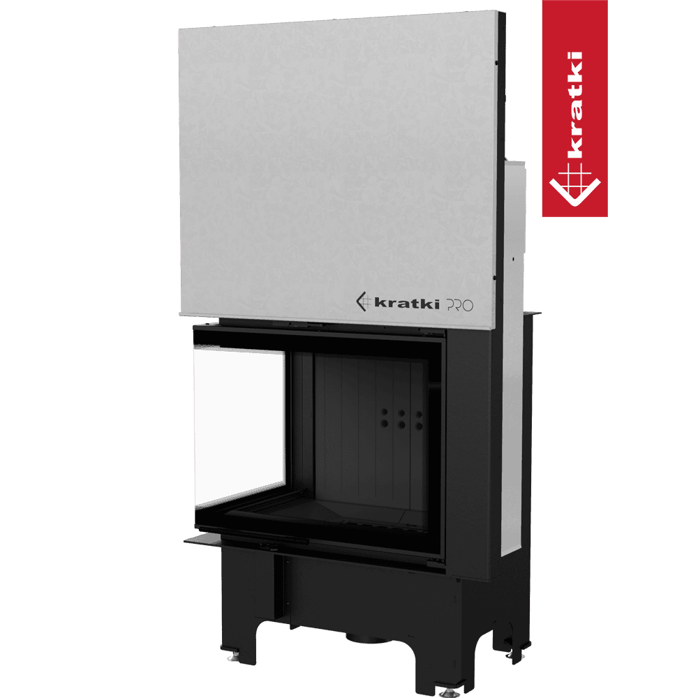 Kratki Kamineinsatz KRATKI VNL 700/480 12 kW Ø 200 mit Schiebetür schwarz Verkleidung