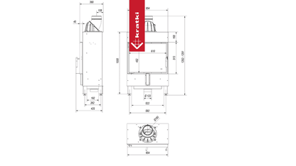 Kratki Kamineinsatz aus Stahl KRATKI LUCY SLIM 8 kW Ø 160 schwarz Verkleidung