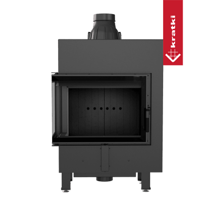 Kratki Kamineinsatz aus Stahl KRATKI LUCY SLIM links 8 kW Ø 160 schwarz Verkleidung