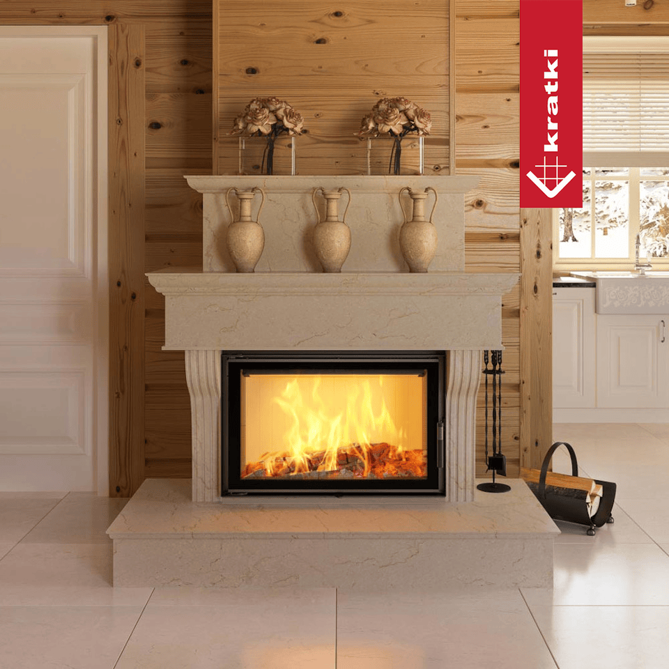 Kratki Kamineinsatz aus Stahl KRATKI LUCY 14 kW Ø 200 schwarz Verkleidung