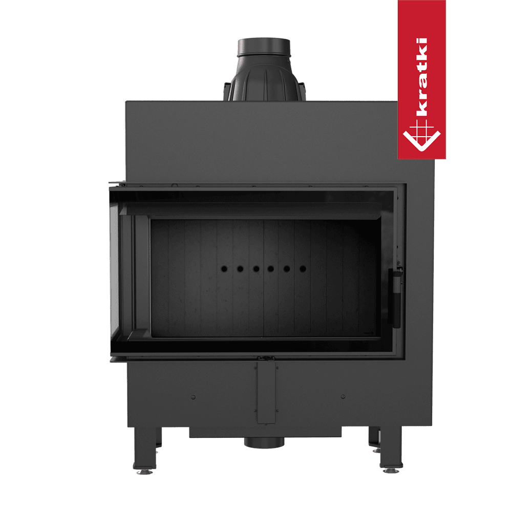 Kratki Kamineinsatz aus Stahl KRATKI LUCY SLIM links 10 kW Ø 160 schwarz Verkleidung