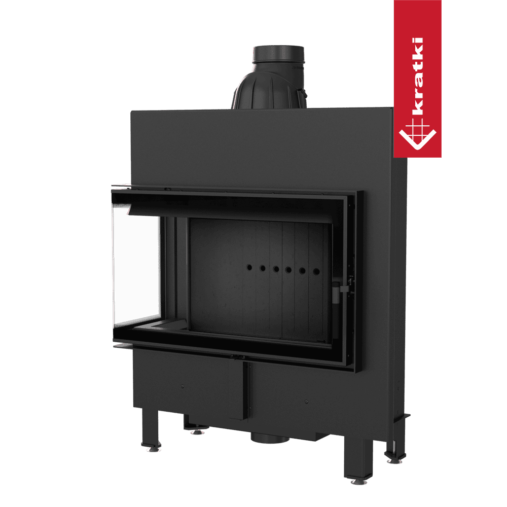 Kratki Kamineinsatz aus Stahl KRATKI LUCY SLIM links 10 kW Ø 160 schwarz Verkleidung