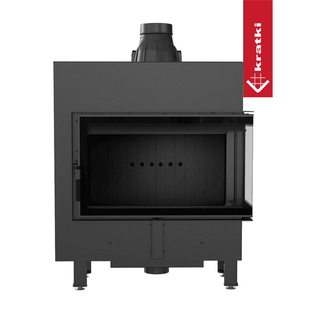 Kratki Kamineinsatz aus Stahl KRATKI LUCY SLIM rechts 10 kW Ø 160 schwarz Verkleidung