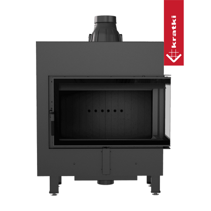 Kratki Kamineinsatz aus Stahl KRATKI LUCY SLIM rechts 10 kW Ø 160 schwarz Verkleidung