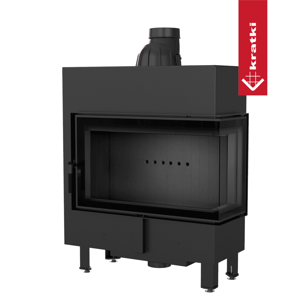 Kratki Kamineinsatz aus Stahl KRATKI LUCY SLIM rechts 10 kW Ø 160 schwarz Verkleidung
