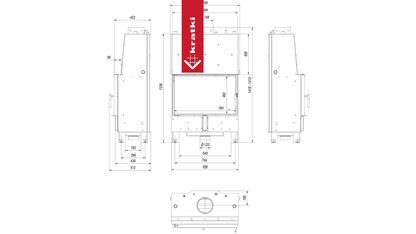 Kratki Wasserführender Kamineinsatz KRATKI LUCY 16 kW Ø 200 schwarz Verkleidung