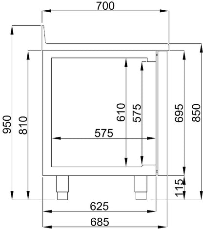 CombiSteel 700 KÜHLTISCH AUFKANTUNG 3 TÜREN MONO BLOCK