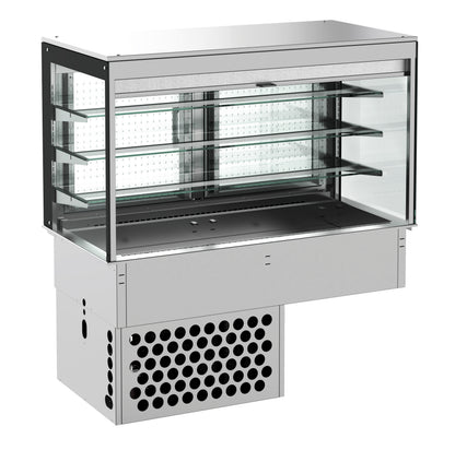 CombiSteel EINBAUKÜHLVITRINE ECKIG – MIT ROLLVORHANG 3/1 GN