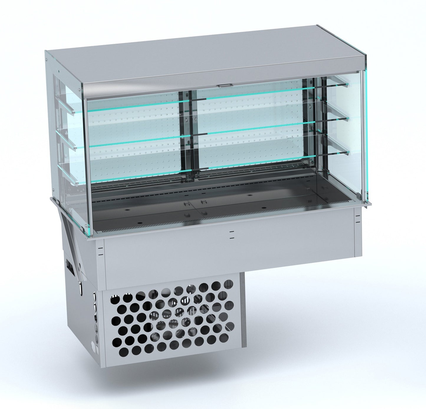 CombiSteel EINBAUKÜHLVITRINE ECKIG – MIT ROLLVORHANG 4/1 GN