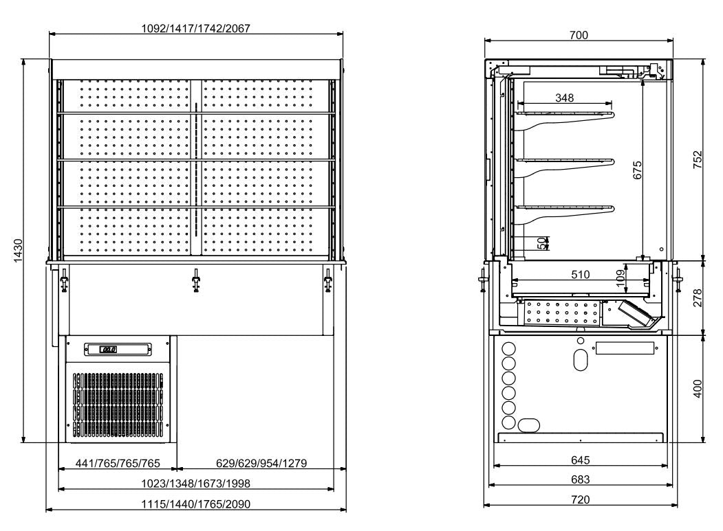 CombiSteel EINBAU WANDMODELL KÜHLVITRINE ECKIG – MIT ROLLVORHANG  3/1 GN