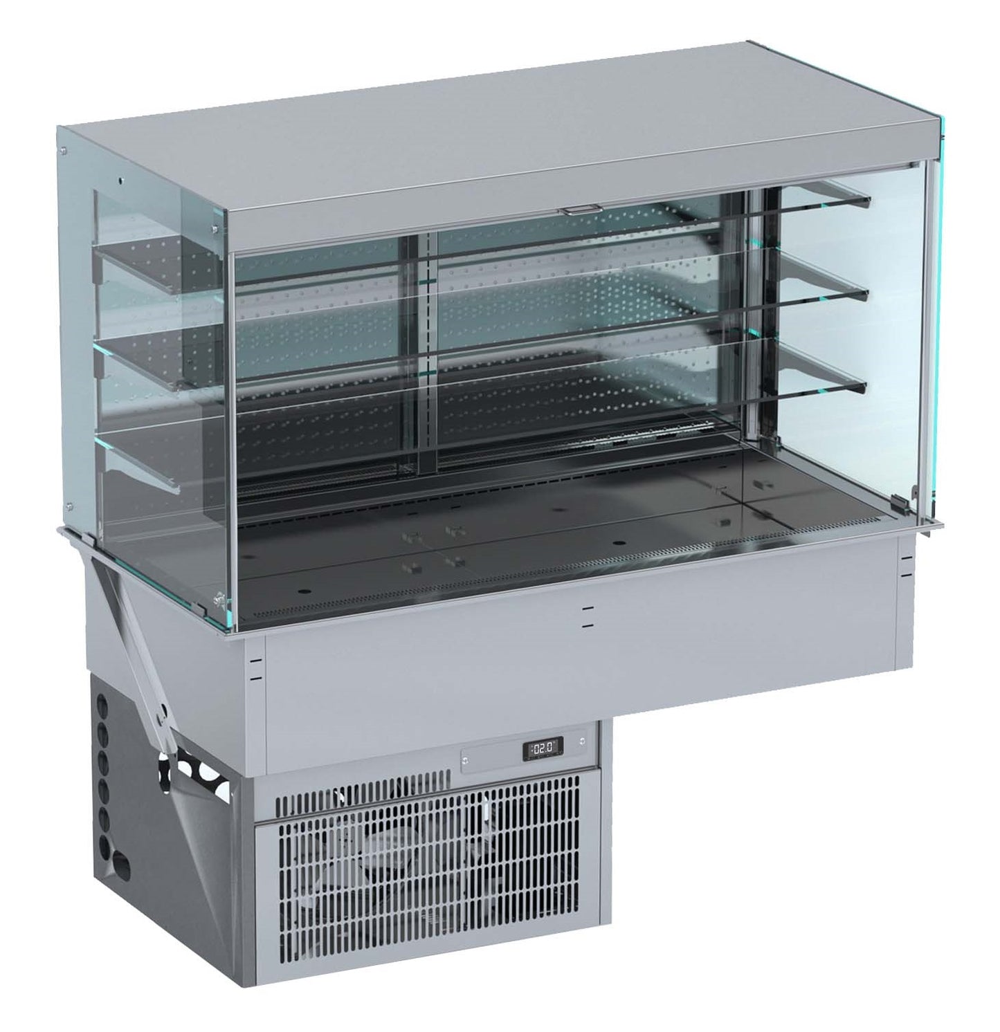CombiSteel EINBAU WANDMODELL KÜHLVITRINE ECKIG – MIT ROLLVORHANG  4/1 GN