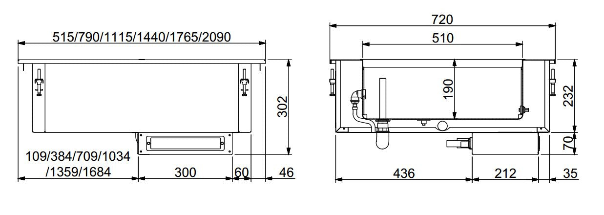 CombiSteel EINBAU BAIN-MARIE 2/1 - AUTOMATISCHE WASSERBEFÜLLUNG