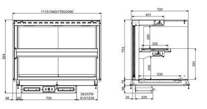 CombiSteel EINBAUWÄRMEVITRINE KERAMIK ECKIG - SCHWARZ 5/1
