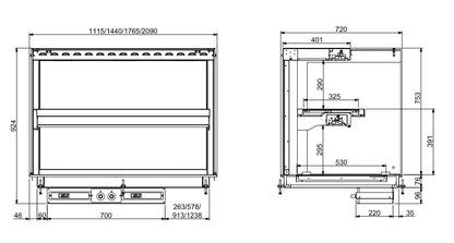 CombiSteel EINBAU WANDMODELL WÄRMEVITRINE KERAMIK ECKIG - SCHWARZ 5/1