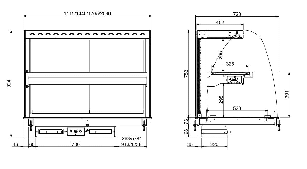 CombiSteel EINBAUWÄRMEVITRINE KERAMIK RUND - SCHWARZ 4/1
