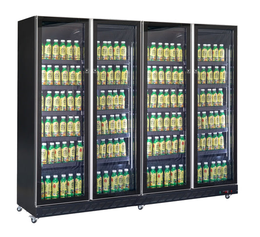 CombiSteel KÜHLSCHRANK 4 GLASTÜREN SCHWARZ   *TRANSPORT AUF ANFRAGE*