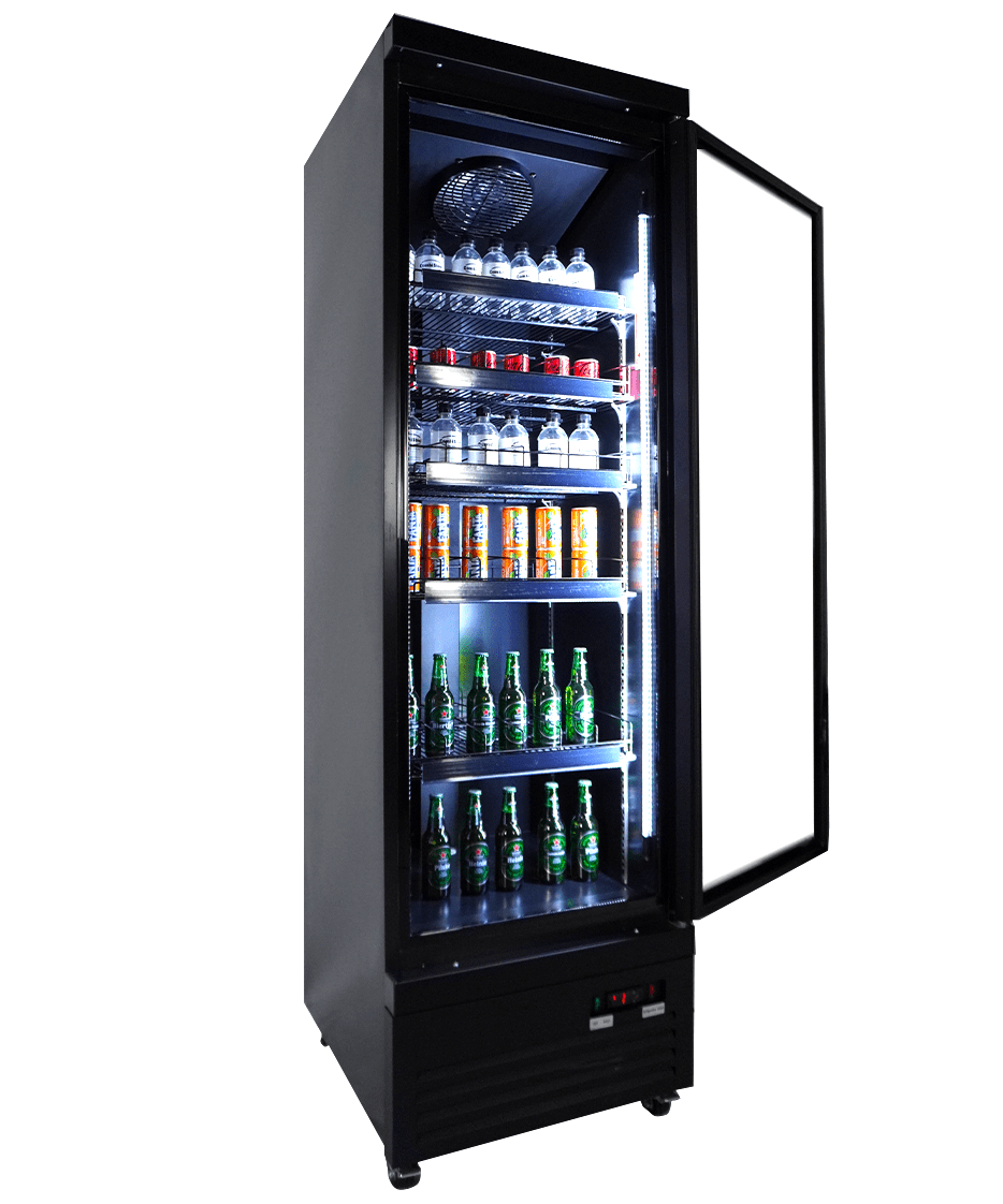 CombiSteel KÜHLSCHRANK 1 GLASTÜR SCHWARZ CEB-500R BL
