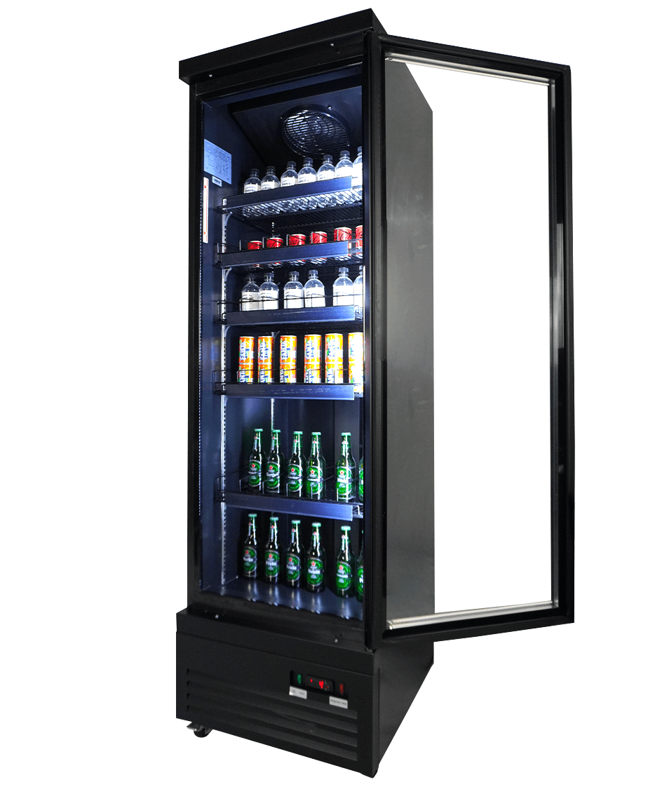 CombiSteel KÜHLSCHRANK 1 GLASTÜR SCHWARZ CEB-500R BL