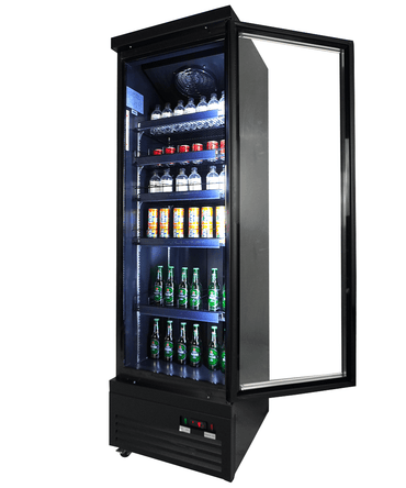 CombiSteel KÜHLSCHRANK 1 GLASTÜR SCHWARZ CEB-500R BL