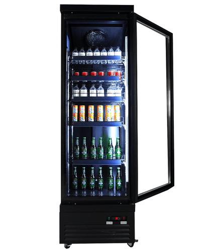 CombiSteel KÜHLSCHRANK 1 GLASTÜR SCHWARZ CEB-500R BL