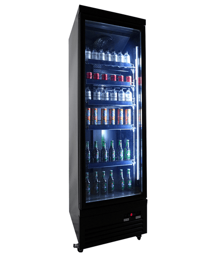 CombiSteel KÜHLSCHRANK 1 GLASTÜR SCHWARZ CEB-500R BL