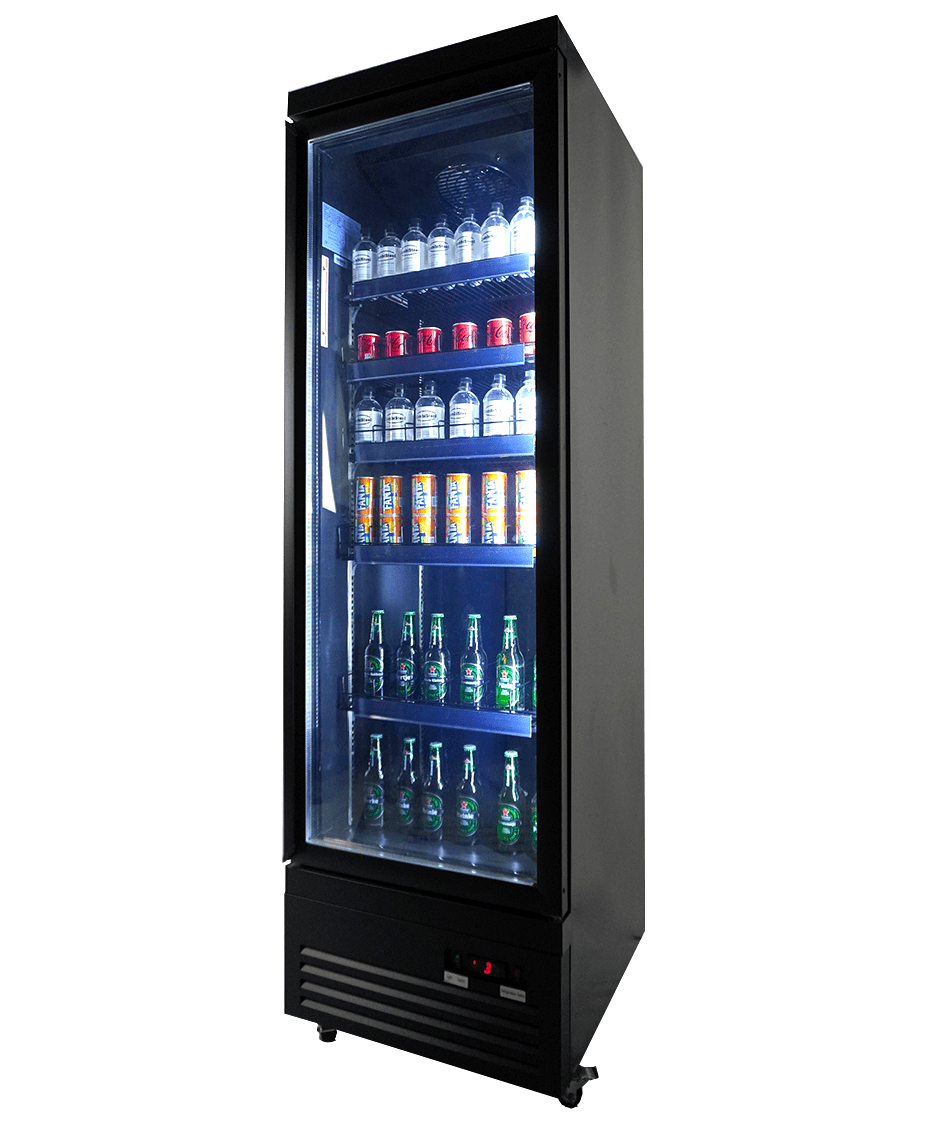 CombiSteel KÜHLSCHRANK 1 GLASTÜR SCHWARZ CEB-500R BL