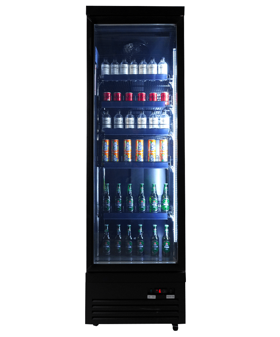CombiSteel KÜHLSCHRANK 1 GLASTÜR SCHWARZ CEB-500R BL