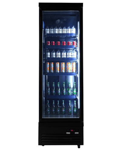 CombiSteel KÜHLSCHRANK 1 GLASTÜR SCHWARZ CEB-500R BL