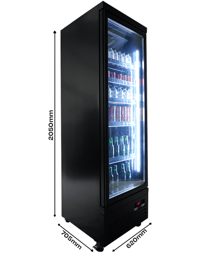 CombiSteel KÜHLSCHRANK 1 GLASTÜR SCHWARZ CEB-500R BL