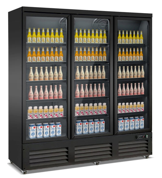 CombiSteel KÜHLSCHRANK 3 GLASTÜREN SCHWARZ CEB-1600R BL