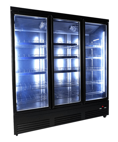 CombiSteel KÜHLSCHRANK 3 GLASTÜREN SCHWARZ CEB-1600R BL