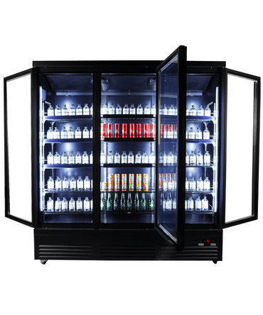 CombiSteel KÜHLSCHRANK 3 GLASTÜREN SCHWARZ CEB-1600R BL