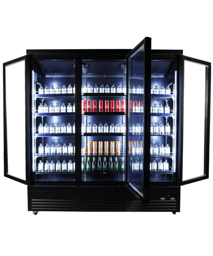 CombiSteel KÜHLSCHRANK 3 GLASTÜREN SCHWARZ CEB-1600R BL