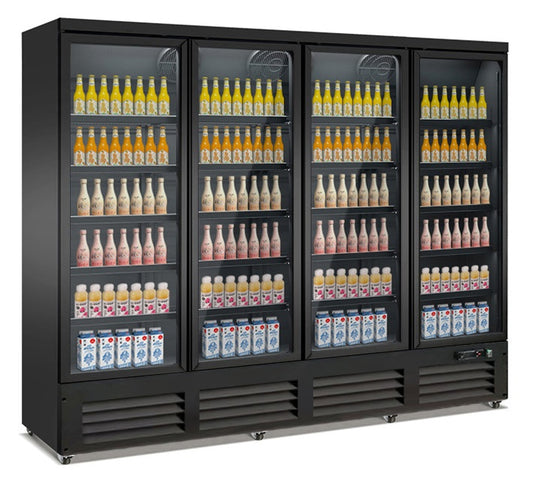 CombiSteel KÜHLSCHRANK 4 GLASTÜREN SCHWARZ CEB-2000R BL   *TRANSPORT AUF ANFRAGE*