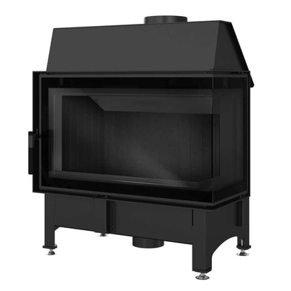 Kratki Kamineinsatz aus Stahl KRATKI ZIBI rechts 11 kW Ø 180 DECO schwarz Verkleidung