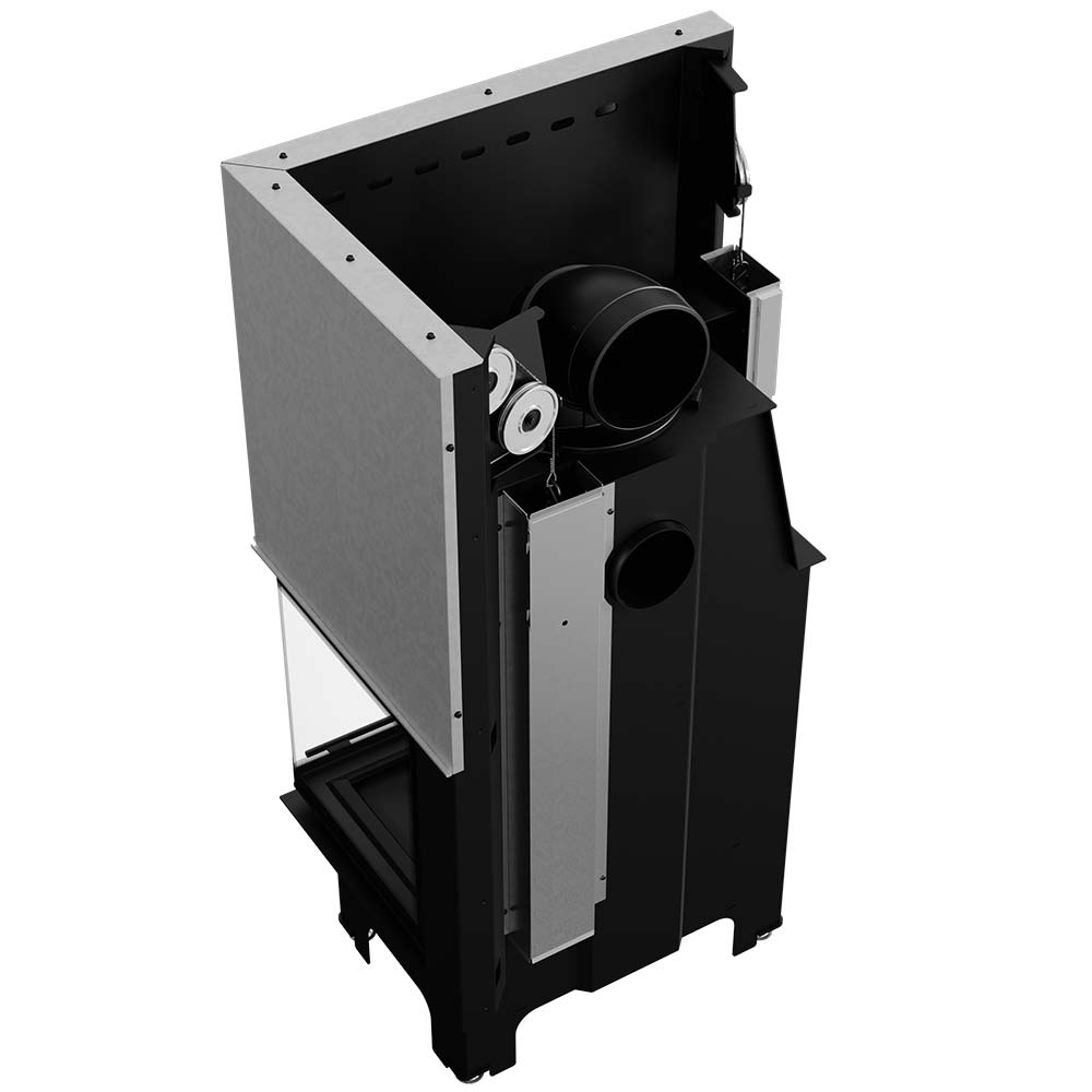 Kratki Kamineinsatz KRATKI VNP 700/480 12 kW Ø 200 mit Schiebetür schwarz Verkleidung
