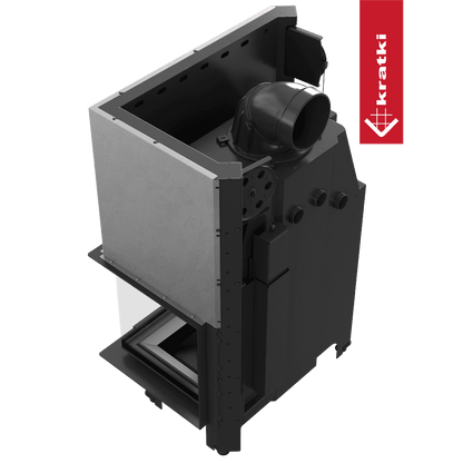 Kratki Kamineinsatz aus Stahl KRATKI MBO rechts 15 kW Ø 200 schwarz Verkleidung