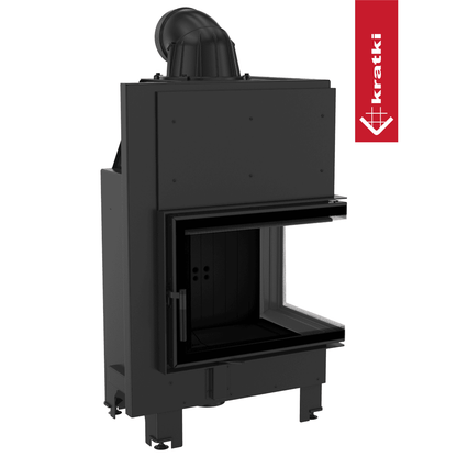 Kratki Kamineinsatz aus Stahl KRATKI MBZ rechts 13 kW Ø 200 gebogenes Glas schwarz Verkleidung