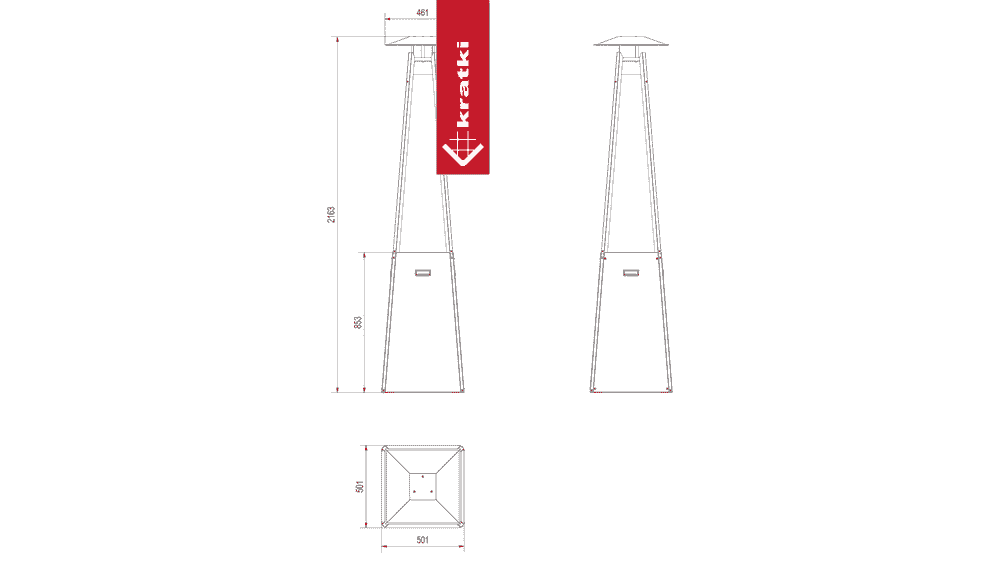 Kratki Gasheizstrahler Umbrella Stahl weiß 12kW Set
