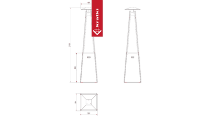 Kratki Gasheizstrahler Umbrella Stahl weiß 12kW Set