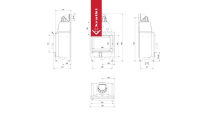 Kratki Kamineinsatz aus Stahl KRATKI MBZ 13 kW Ø 200