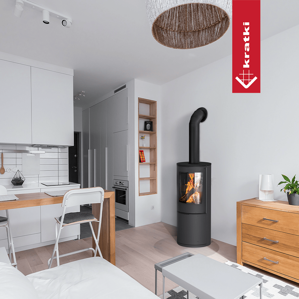 Kratki Kaminofen aus Stahl KRATKI PICARD Ø 150 9 kW schwarz Verkleidung