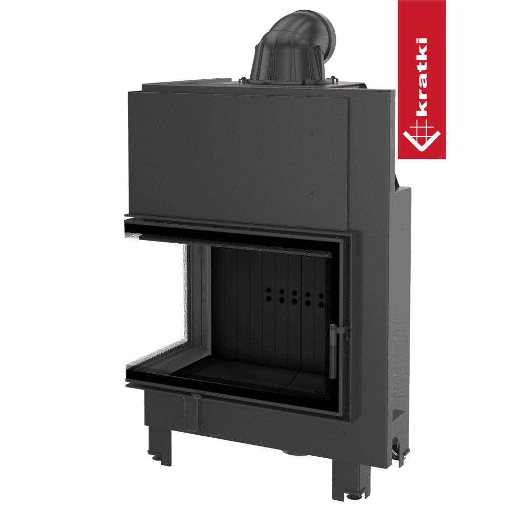 Kratki Kamineinsatz aus Stahl KRATKI MBA links 17 kW Ø 200 schwarz Verkleidung