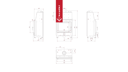 Kratki Wasserführender Kamineinsatz KRATKI MBA 17 kW Ø 200 Schwarze Thermotec-Auskleidung