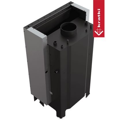 Kratki Wasserführender Kamineinsatz KRATKI MBM 12 kW Ø 180 mit Schiebetür schwarze Thermotec-Auskleidung