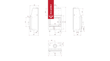 Kratki Wasserführender Kamineinsatz KRATKI MBZ 13 kW Ø 200 Schwarze Thermotec-Auskleidung