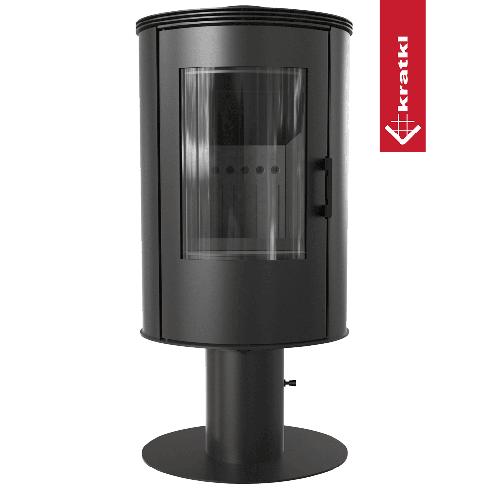 Kratki Kaminofen aus Stahl KRATKI AB S/N/O/DR drehbar Ø 150 8 kW schwarz Verkleidung