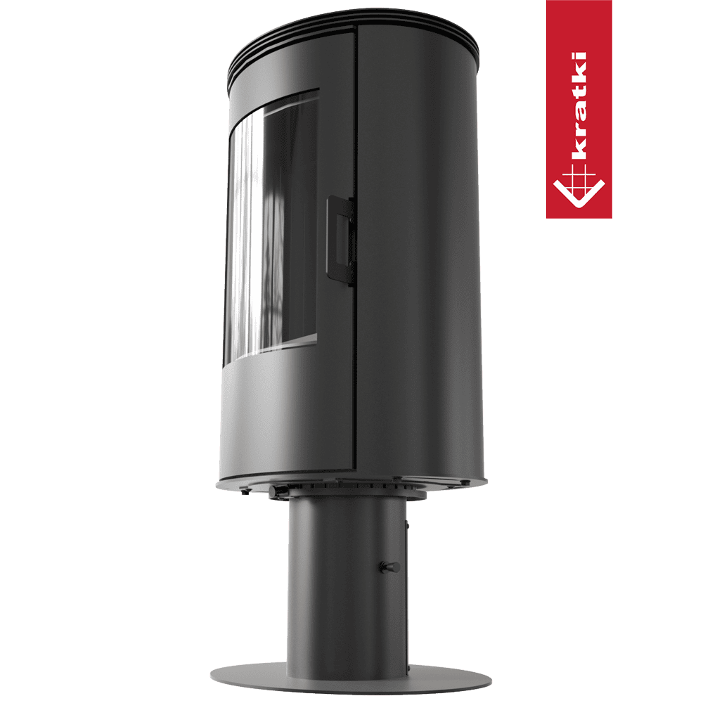 Kratki Kaminofen aus Stahl KRATKI AB S/N/O/DR drehbar Ø 150 8 kW schwarz Verkleidung