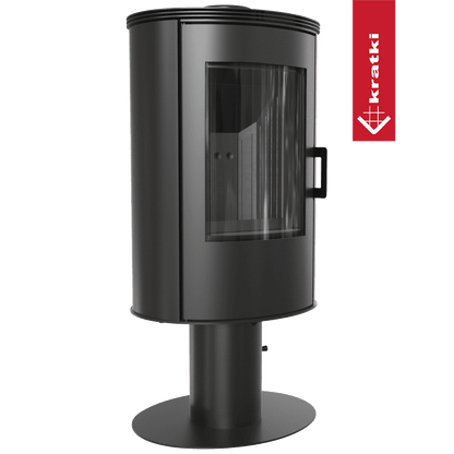 Kratki piec wolnostoj? cy Koza AB STAL DR NOGA OBROTOWA GLASS z wylotem spalin fi 150 czarny termotec