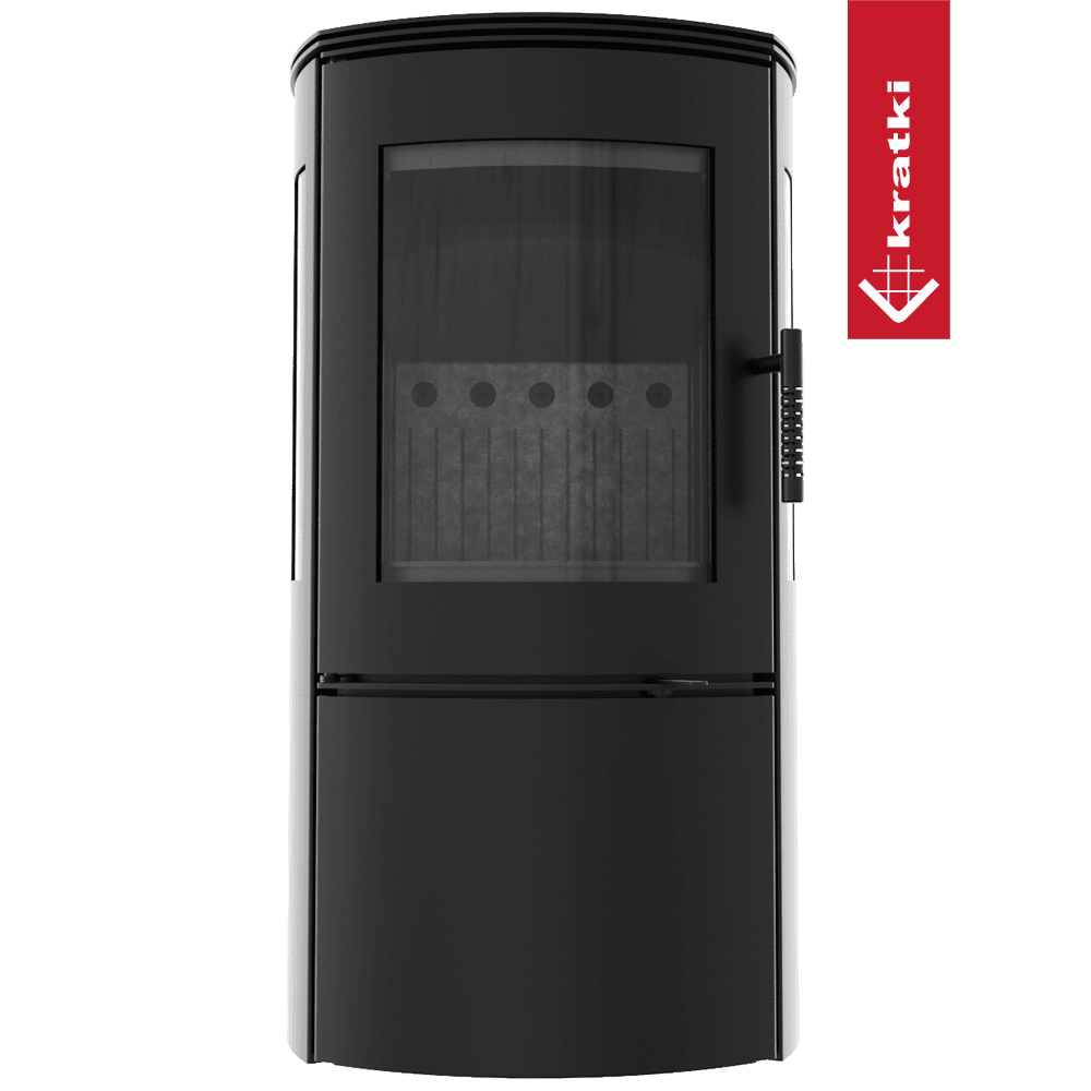 Kratki Kaminofen aus Stahl KRATKI FALCON VIEW Ø 150 10 kW schwarz Verkleidung